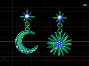 moon star earring 3D Model