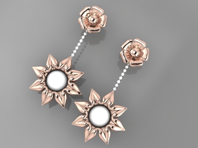 flower earring 3D Model .c4d .max .obj .3ds .fbx .stl .blend 