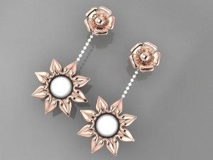 flower earring Model 3D