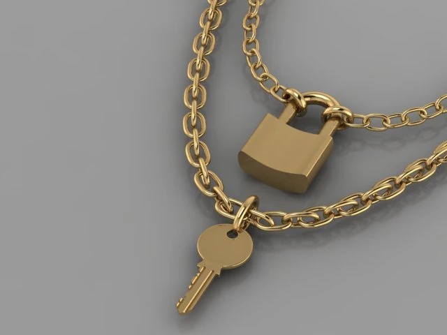 lock key pendant 3D Model .c4d .max .obj .3ds .fbx .stl .blend 