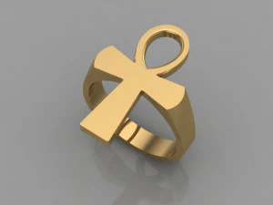 anello con croce ankh Modello 3D