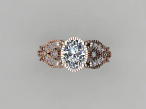 Anello ovale con fiore Modello 3D