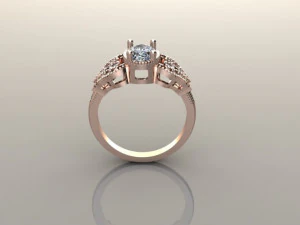 Anello ovale con fiore Modello 3D