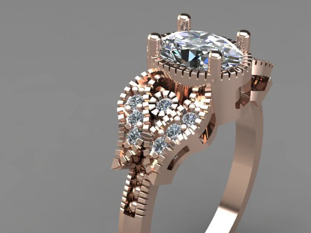 Anello ovale con fiore Modello 3D .c4d .max .obj .3ds .fbx .stl .blend