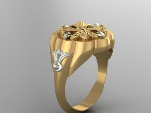 Flower Signet Ring Modelo 3D