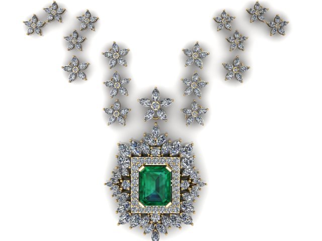 Emerald pendant 3Dモデル .c4d .max .obj .3ds .fbx .stl .blend 