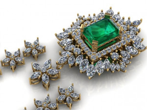 Emerald pendant 3Dモデル