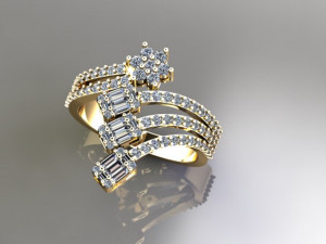 Baguette Ring Modello 3D