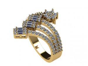 Anello Baguette Modello 3D