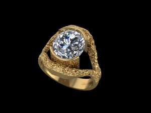 3 HAMMERED OVAL RING 3D Print Model