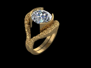 3 HAMMERED OVAL RING 3D Print Model