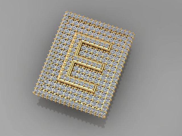 E Letter Pendant two model 3D Model .c4d .max .obj .3ds .fbx .stl .blend 