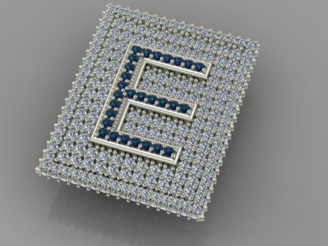 E Letter Pendant two model 3D Model