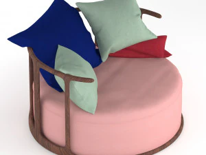 sofa nyaman dengan sandaran vertikal Model 3D