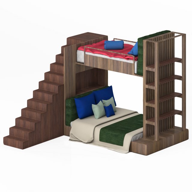 bunk bed 3D Модель .c4d .max .obj .3ds .fbx .stl .blend 