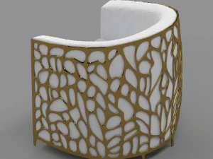 golden frame arm chair 3D Model