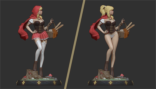 little red riding hood statue - stl 3D 프린트 모델 .c4d .max .obj .3ds .fbx .stl .blend 