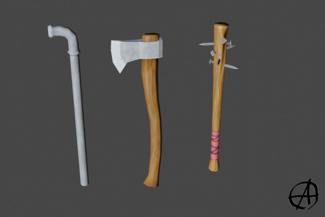 post-apocalypse melee Model 3D .c4d .max .obj .3ds .fbx .stl .blend 