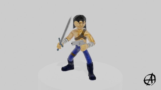rigged model pers 03 and sword 3D मॉडल .c4d .max .obj .3ds .fbx .stl .blend 