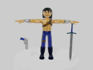 rigged model pers 03 and sword 3D मॉडल