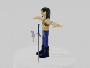 rigged model pers 03 and sword 3D Model