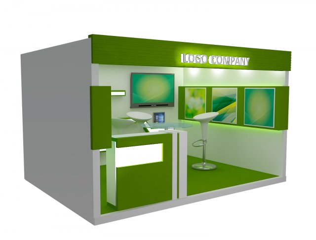 booth exhibition stand a405b 3D Model .c4d .max .obj .3ds .fbx .stl .blend 