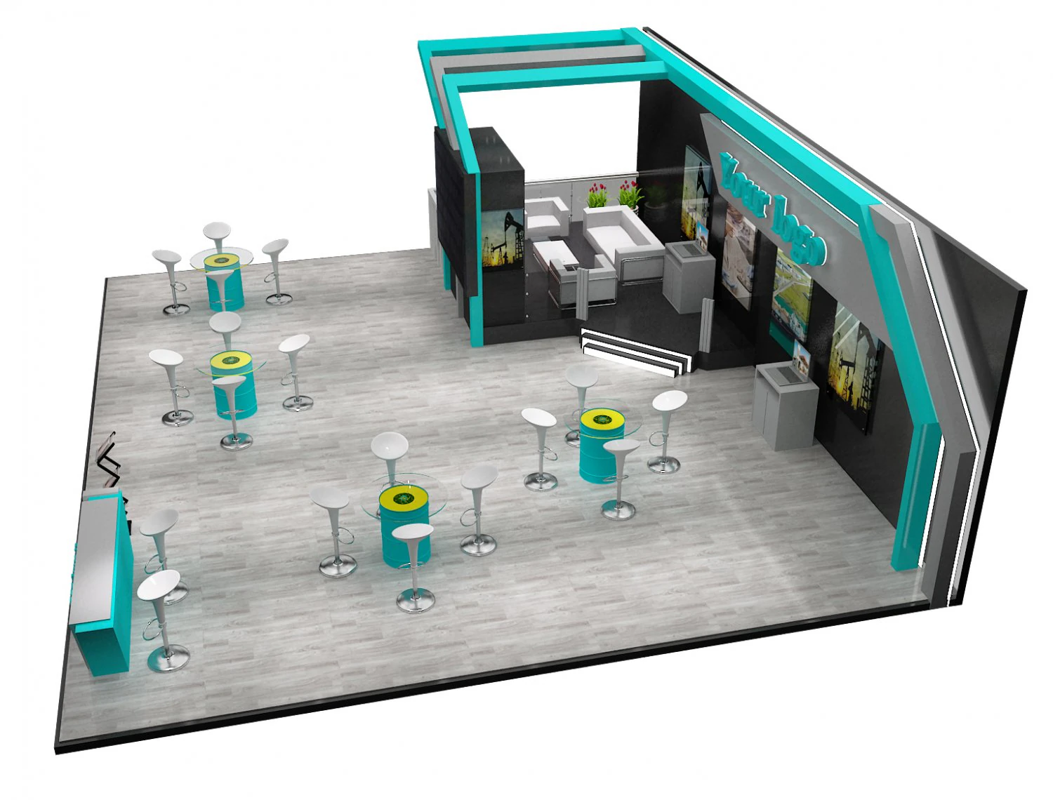 booth exhibition stand a226a 3D Model .c4d .max .obj .3ds .fbx .stl .blend 