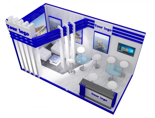 booth exhibition stand a227 3D Model .c4d .max .obj .3ds .fbx .stl .blend 