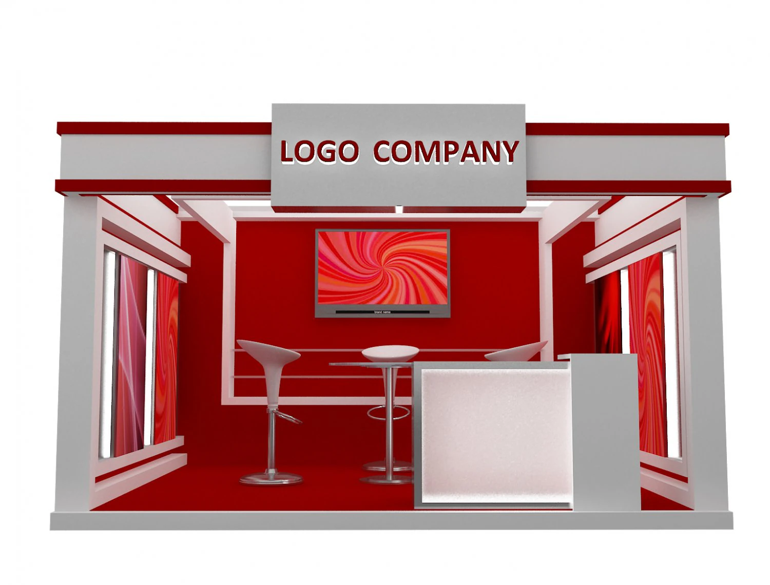 booth exhibition stand a405a 3D Model .c4d .max .obj .3ds .fbx .stl .blend