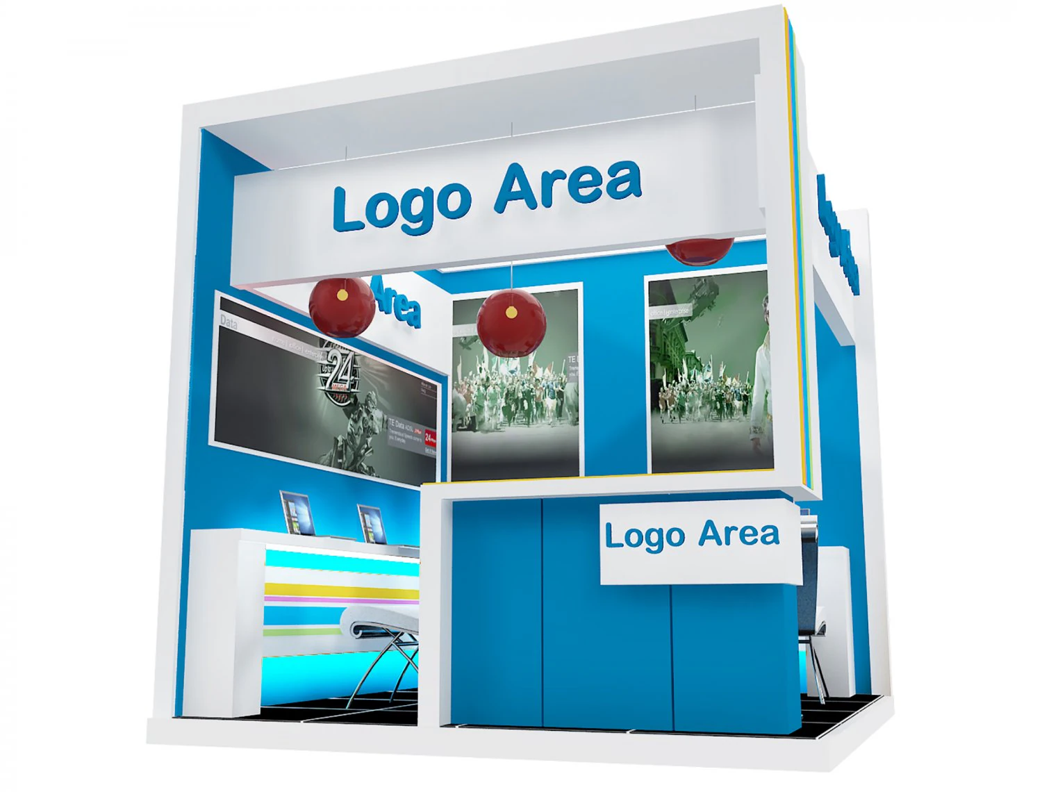 booth exhibition stand a214 3D Model .c4d .max .obj .3ds .fbx .stl .blend 
