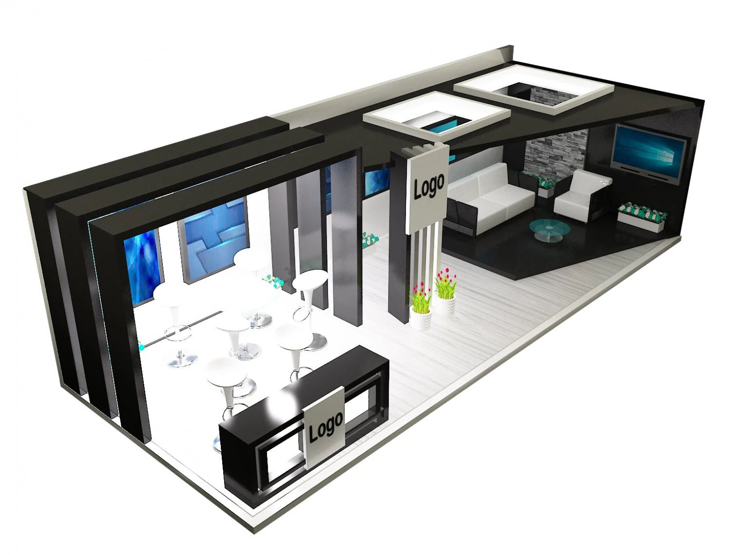 booth exhibition stand a326 3D Model .c4d .max .obj .3ds .fbx .stl .blend