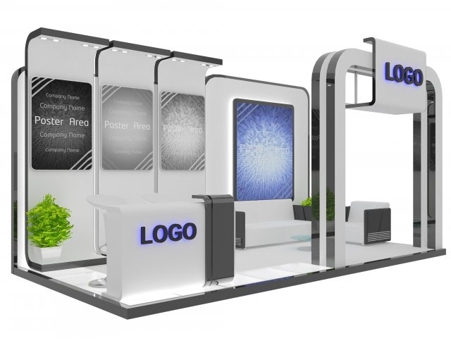 booth exhibition stand a8 3D 모델 .c4d .max .obj .3ds .fbx .stl .blend 