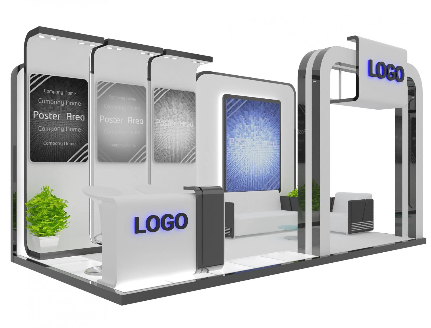 booth exhibition stand a8 3D Model .c4d .max .obj .3ds .fbx .stl .blend 