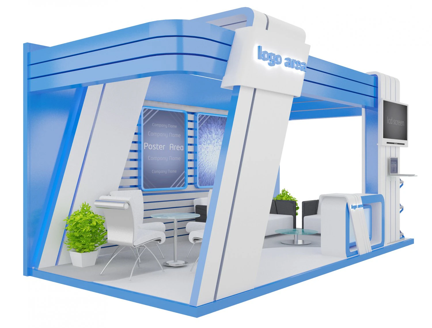 booth exhibition stand a7 3D Model .c4d .max .obj .3ds .fbx .stl .blend 