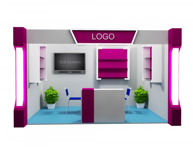 booth exhibition stand a11 3D Model .c4d .max .obj .3ds .fbx .stl .blend 