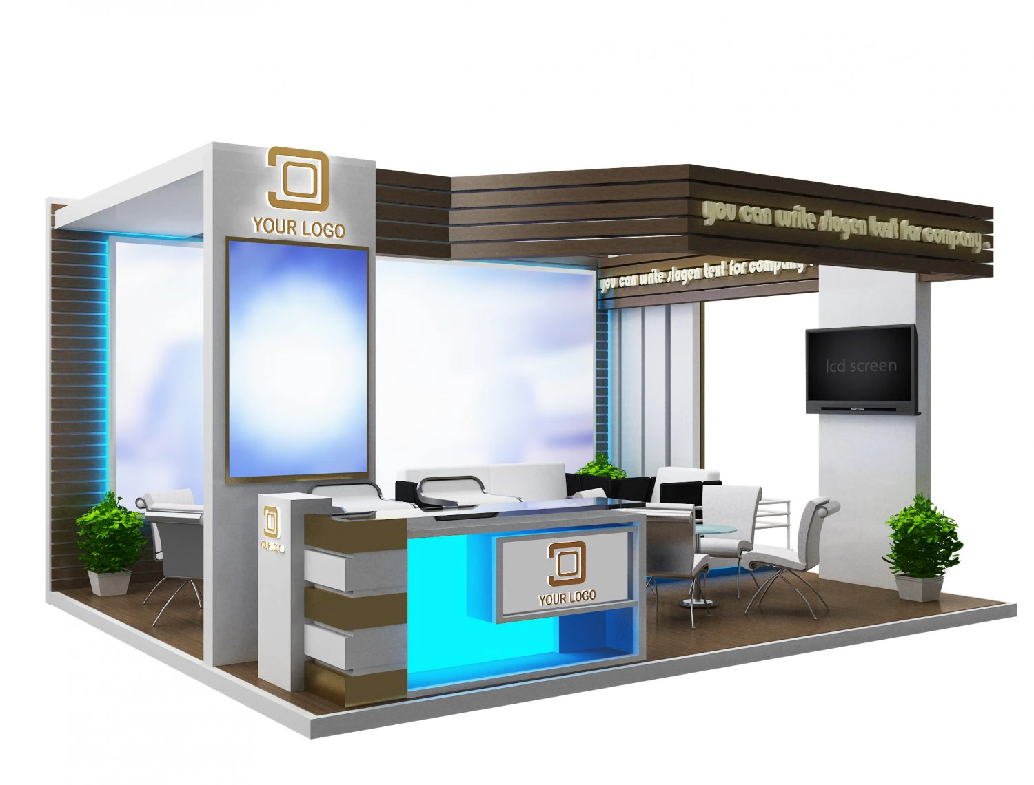 booth exhibition stand a19 3D Model .c4d .max .obj .3ds .fbx .stl .blend