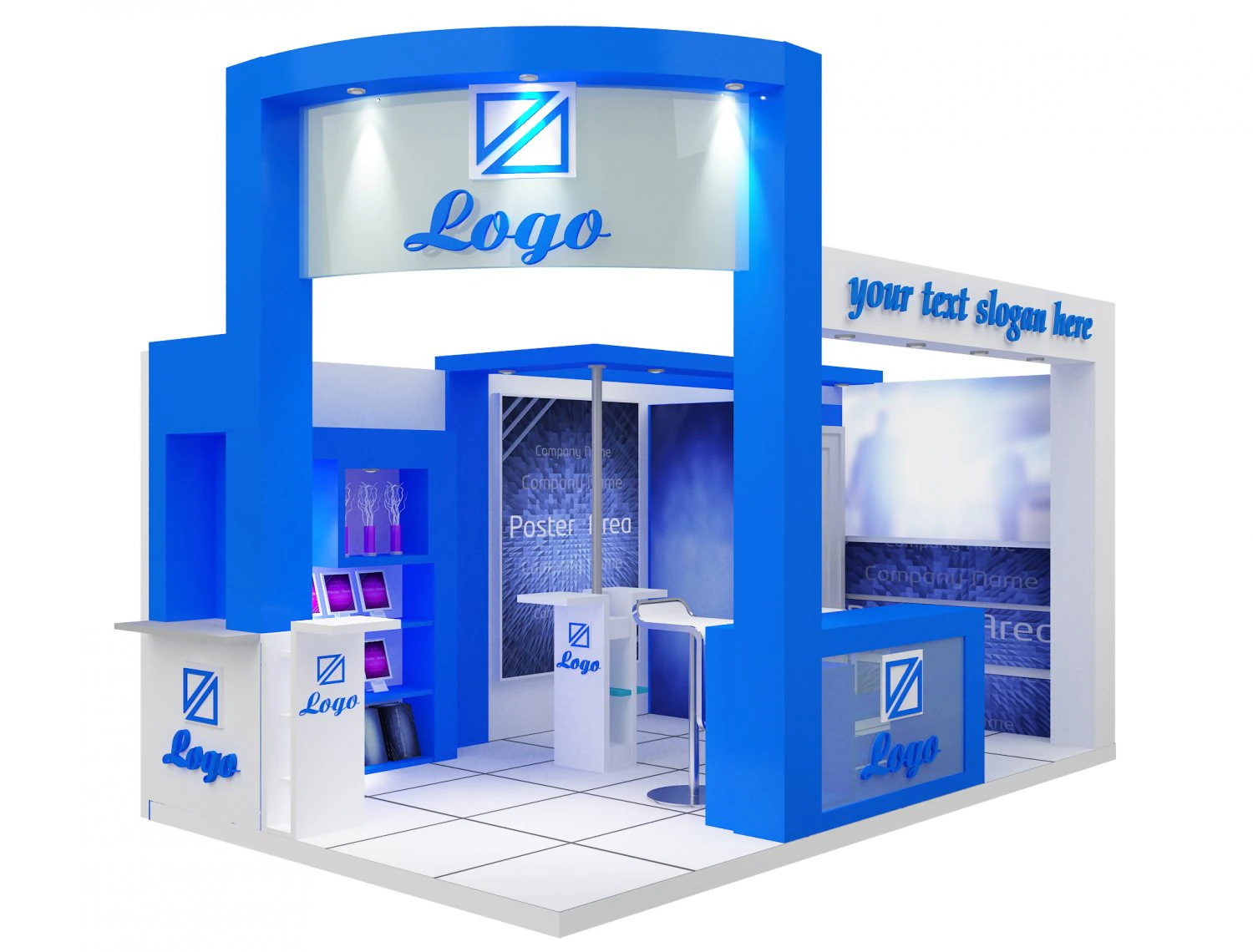 booth exhibition stand a 27 3D Model .c4d .max .obj .3ds .fbx .stl .blend
