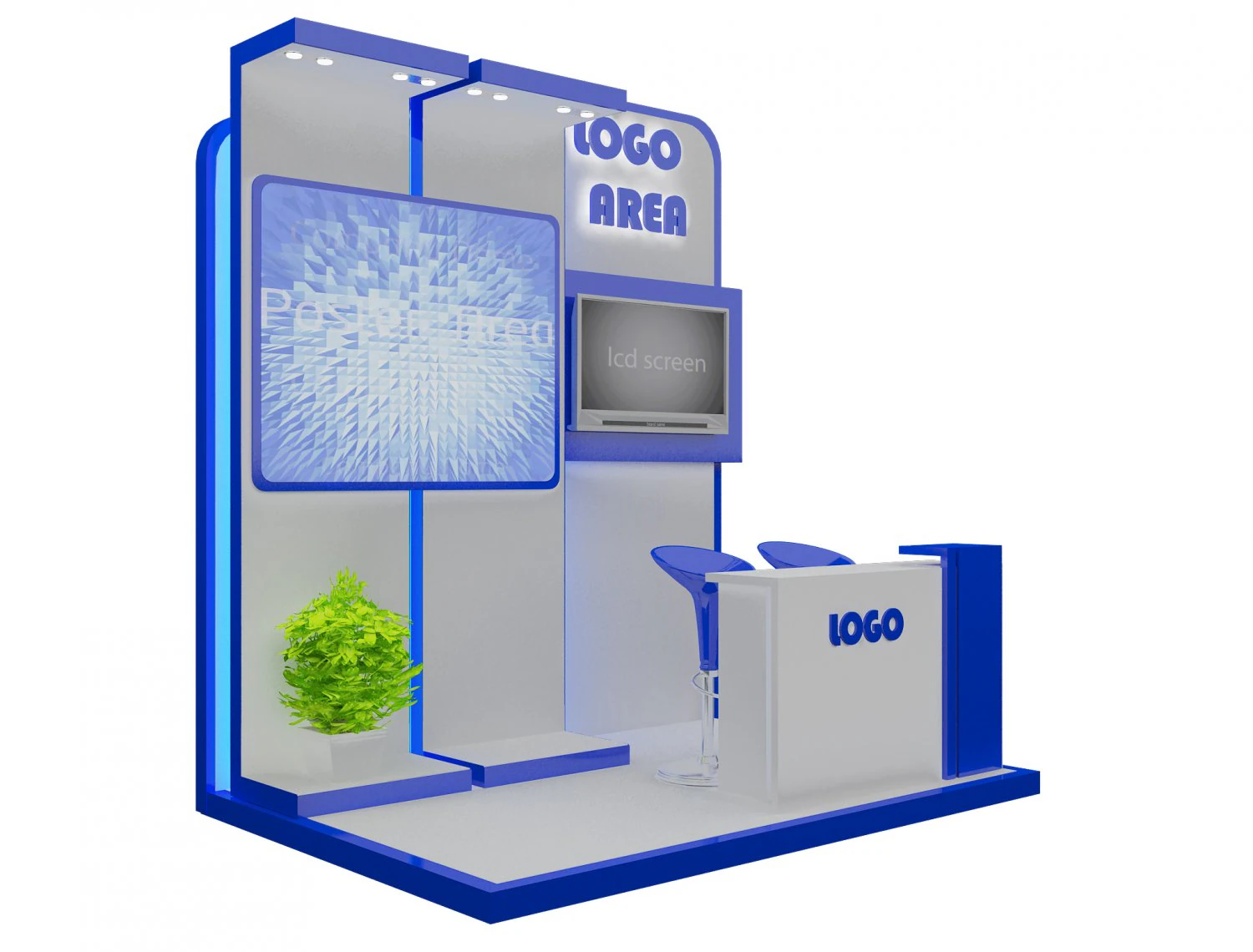 booth exhibition stand a 15 3D Model .c4d .max .obj .3ds .fbx .stl .blend 
