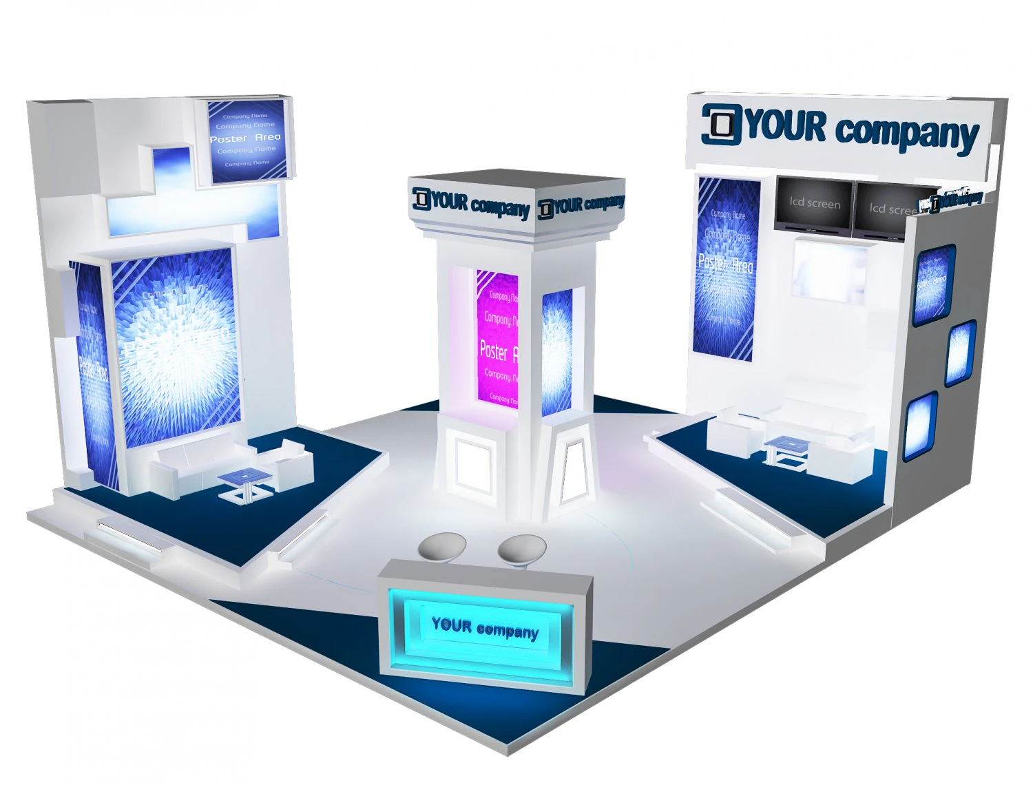 booth exhibition stand a 35 3D Model .c4d .max .obj .3ds .fbx .stl .blend 