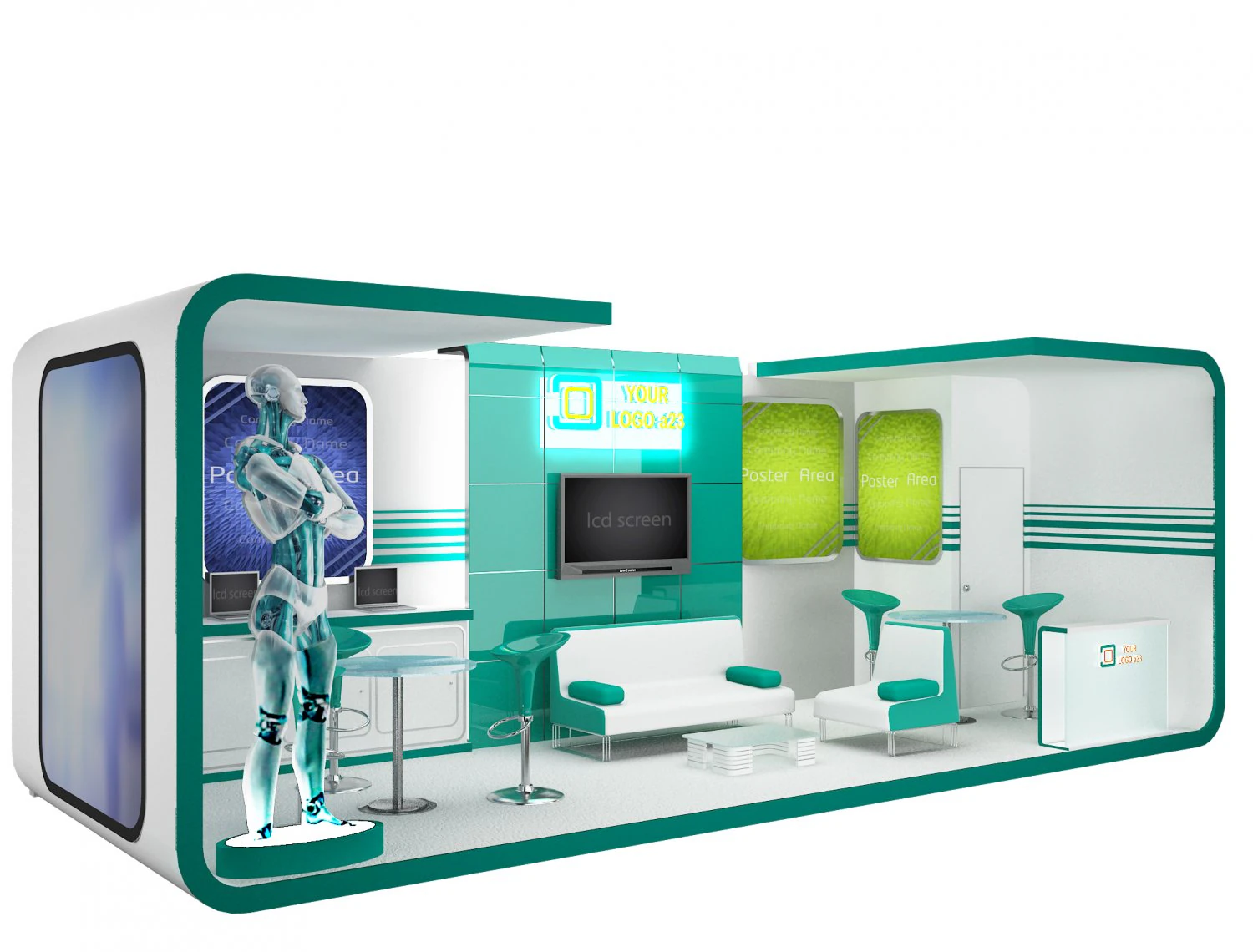 booth exhibition stand a 43 3D Model .c4d .max .obj .3ds .fbx .stl .blend