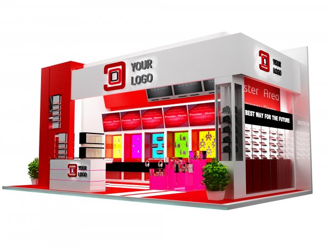 booth exhibition stand a 44 3D Модель .c4d .max .obj .3ds .fbx .stl .blend 