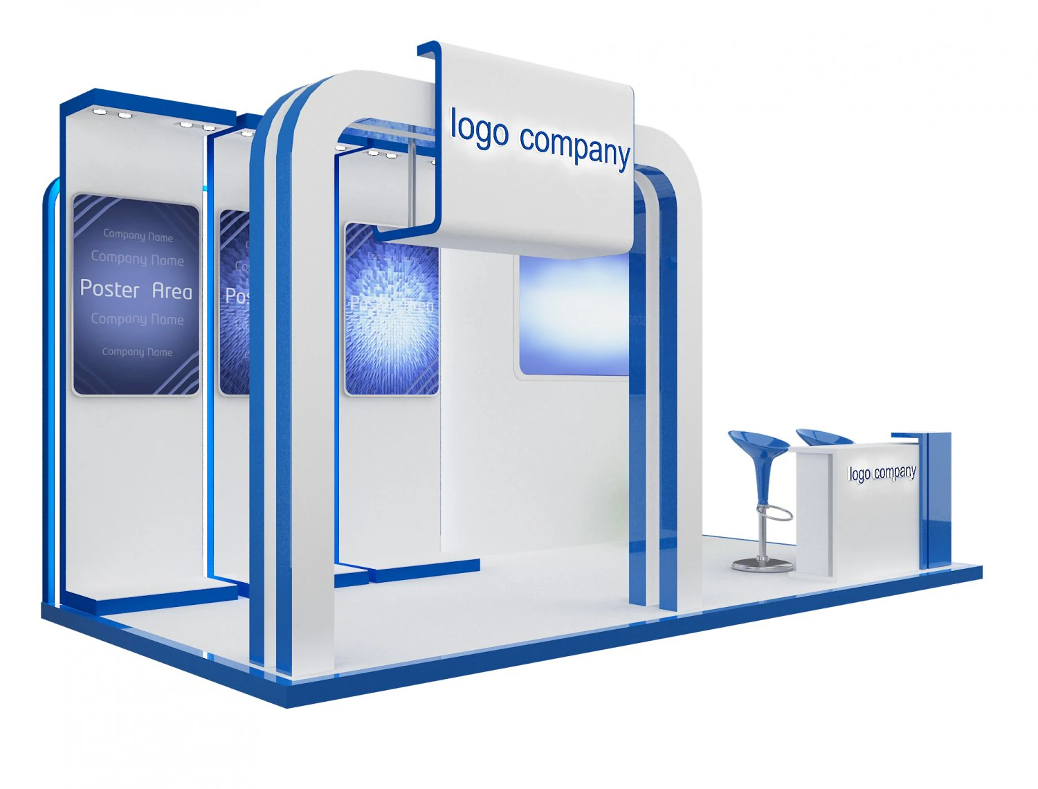booth exhibition stand a 66 3D Model .c4d .max .obj .3ds .fbx .stl .blend 