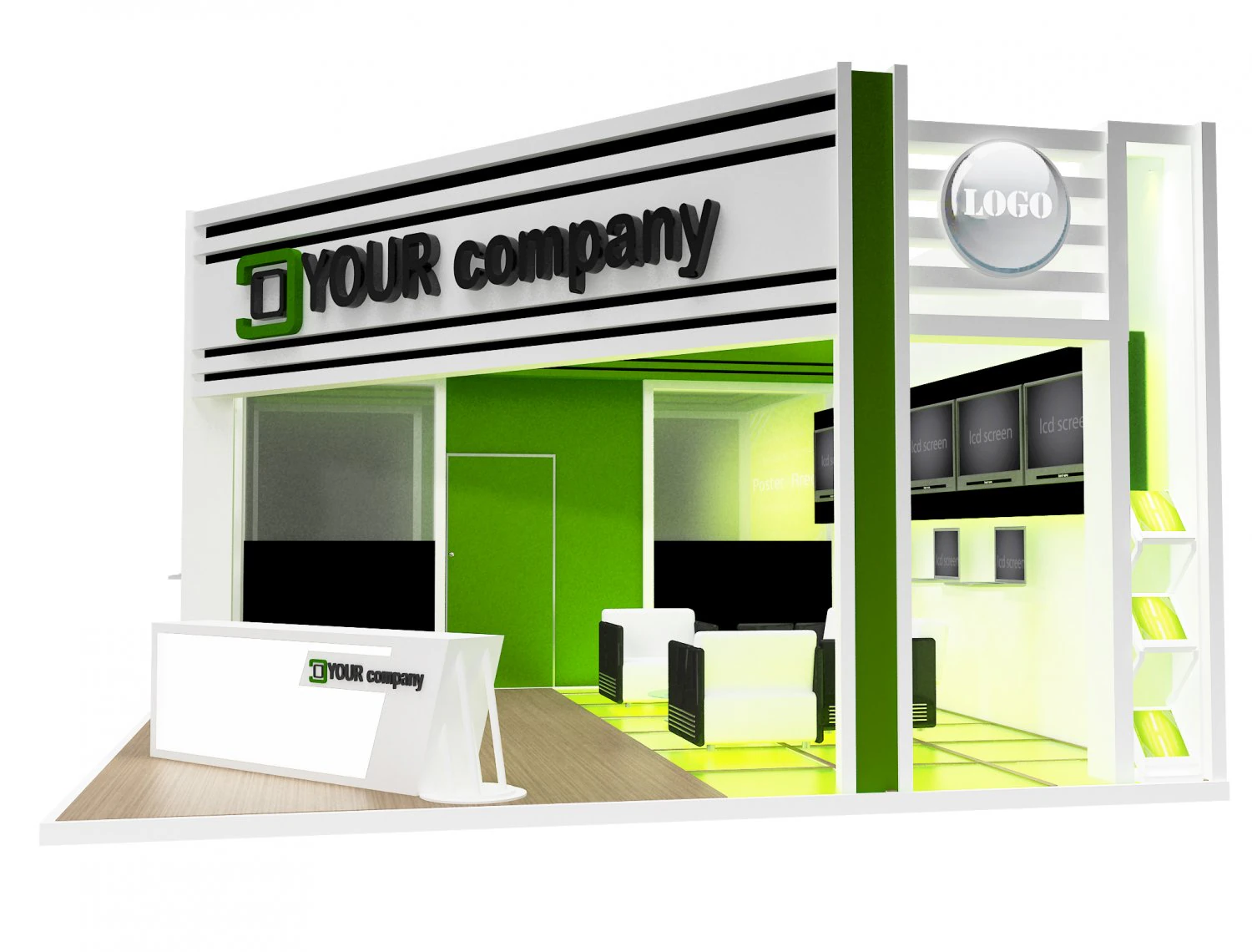booth exhibition stand a 74 3D Model .c4d .max .obj .3ds .fbx .stl .blend