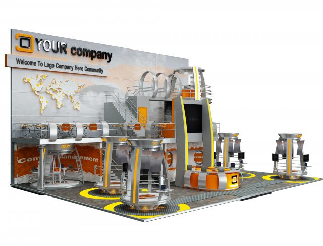 booth exhibition stand a502a 3D Модель .c4d .max .obj .3ds .fbx .stl .blend 