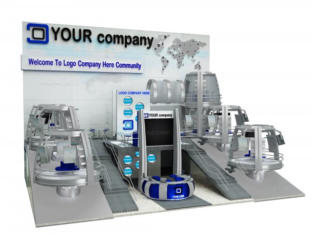booth exhibition stand a502b Modelo 3D .c4d .max .obj .3ds .fbx .stl .blend 