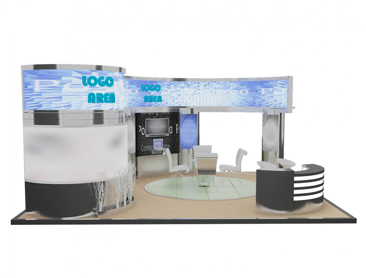 booth exhibition stand a18 3D Model .c4d .max .obj .3ds .fbx .stl .blend 