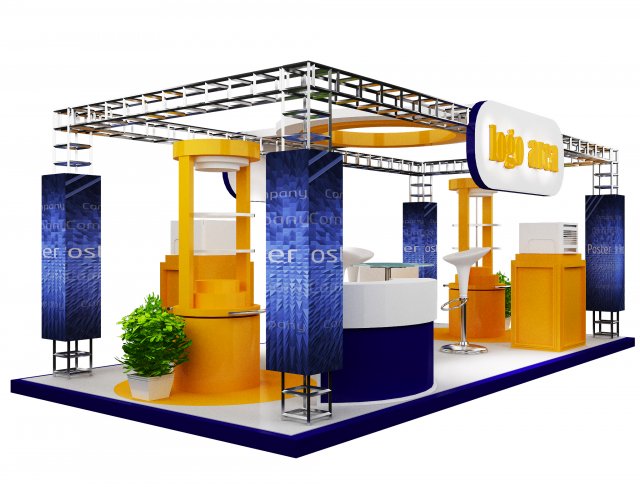 Booth Exhibition Stand a 21 3D Model .c4d .max .obj .3ds .fbx .stl .blend 