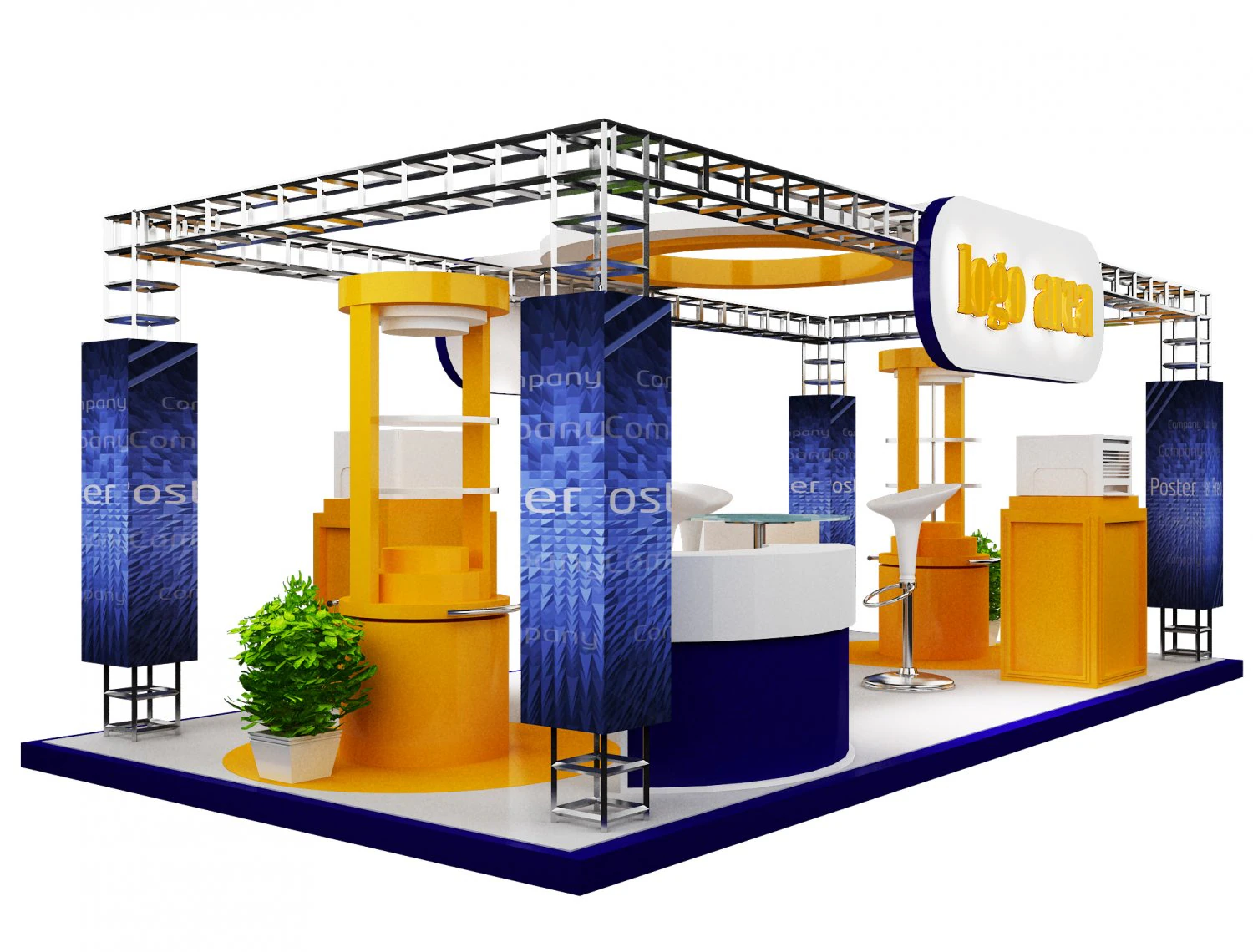 Booth Exhibition Stand a 21 3D Model .c4d .max .obj .3ds .fbx .stl .blend 