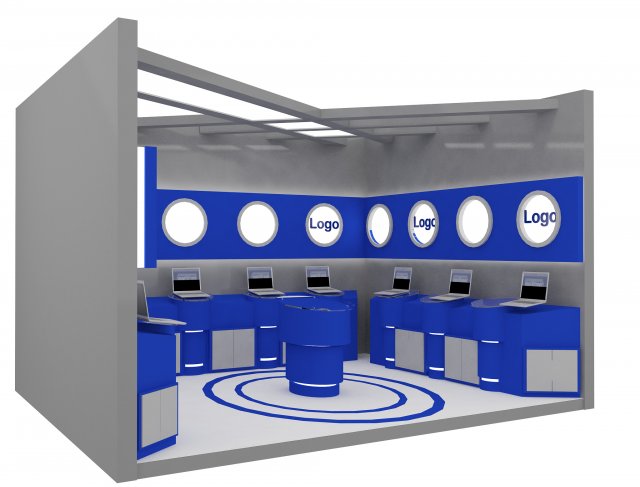 Booth Exhibition Stand a 14b Model 3D .c4d .max .obj .3ds .fbx .stl .blend 