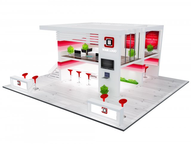 Booth Exhibition Stand a 61 3D Модель .c4d .max .obj .3ds .fbx .stl .blend